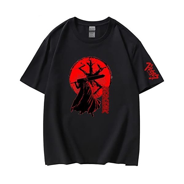 XSLGOGO Unisexe Berserk T-Shirt Guts Cosplay Costume Dété Pull À Manches Courtes pour Anime Berserk Fans Cadeau