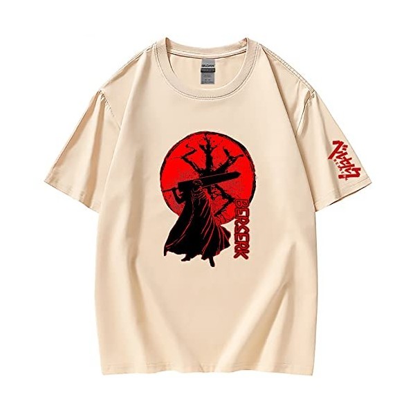 XSLGOGO Unisexe Berserk T-Shirt Guts Cosplay Costume Dété Pull À Manches Courtes pour Anime Berserk Fans Cadeau