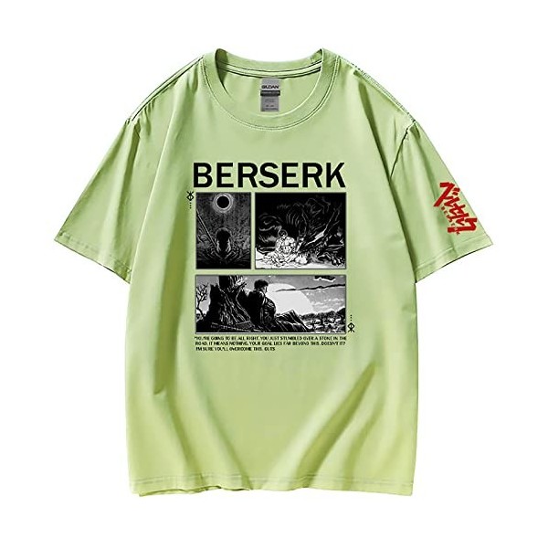 XSLGOGO Unisexe Berserk T-Shirt Guts Cosplay Costume Dété Pull À Manches Courtes pour Anime Berserk Fans Cadeau