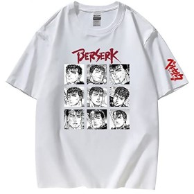 XSLGOGO Unisexe Berserk T-Shirt Guts Cosplay Costume Dété Pull À Manches Courtes pour Anime Berserk Fans Cadeau