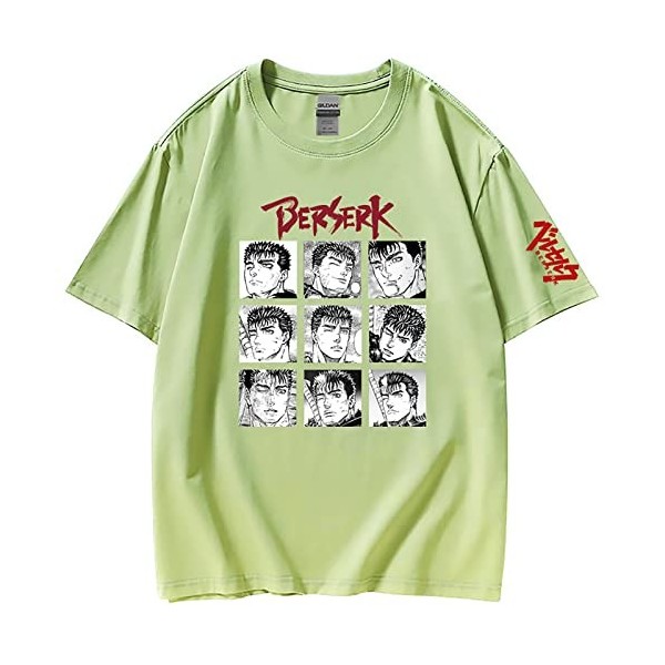 XSLGOGO Unisexe Berserk T-Shirt Guts Cosplay Costume Dété Pull À Manches Courtes pour Anime Berserk Fans Cadeau