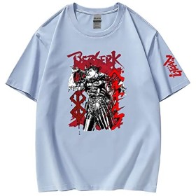 XSLGOGO Unisexe Berserk T-Shirt Guts Cosplay Costume Dété Pull À Manches Courtes pour Anime Berserk Fans Cadeau