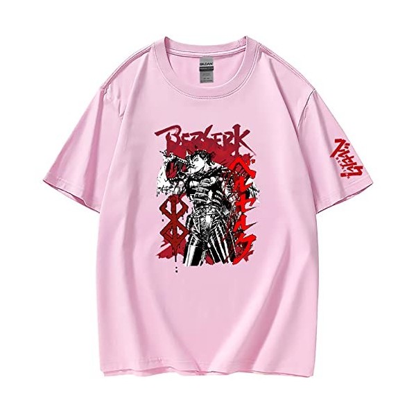 XSLGOGO Unisexe Berserk T-Shirt Guts Cosplay Costume Dété Pull À Manches Courtes pour Anime Berserk Fans Cadeau