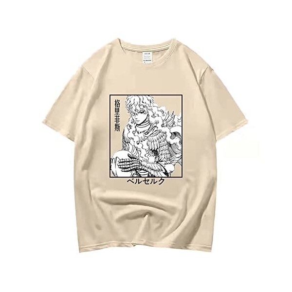 XSLGOGO Unisexe Berserk T-Shirt Guts Cosplay Costume Dété Pull À Manches Courtes pour Anime Berserk Fans Cadeau