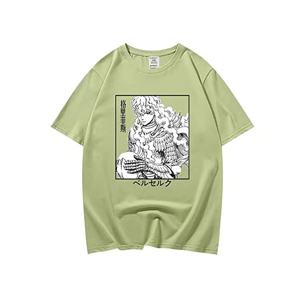 XSLGOGO Unisexe Berserk T-Shirt Guts Cosplay Costume Dété Pull À Manches Courtes pour Anime Berserk Fans Cadeau