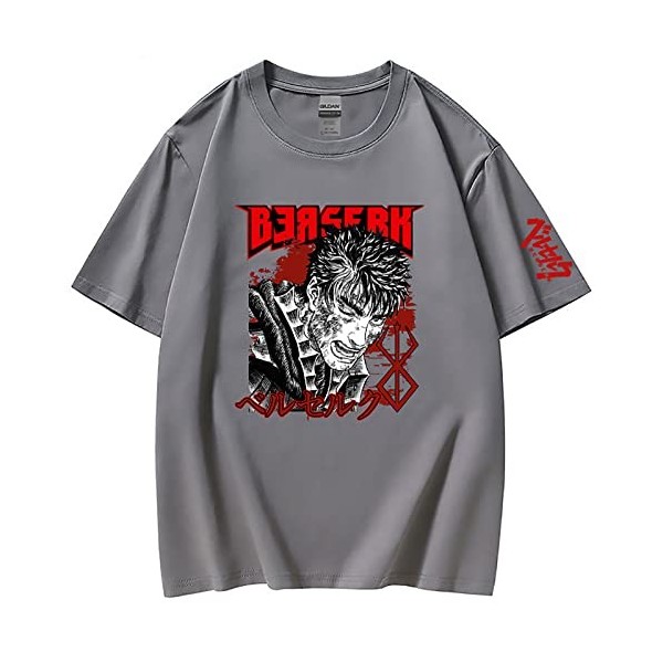XSLGOGO Unisexe Berserk T-Shirt Guts Cosplay Costume Dété Pull À Manches Courtes pour Anime Berserk Fans Cadeau