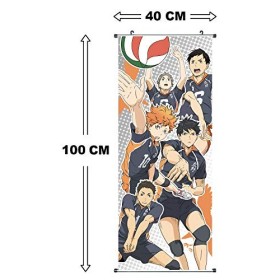 CoolChange Grand Poster en Rouleau | Kakemono de Haikyu !!! Fait de Tissu | 100x40cm | Motif: Equipe de Volley-Ball de Karasu