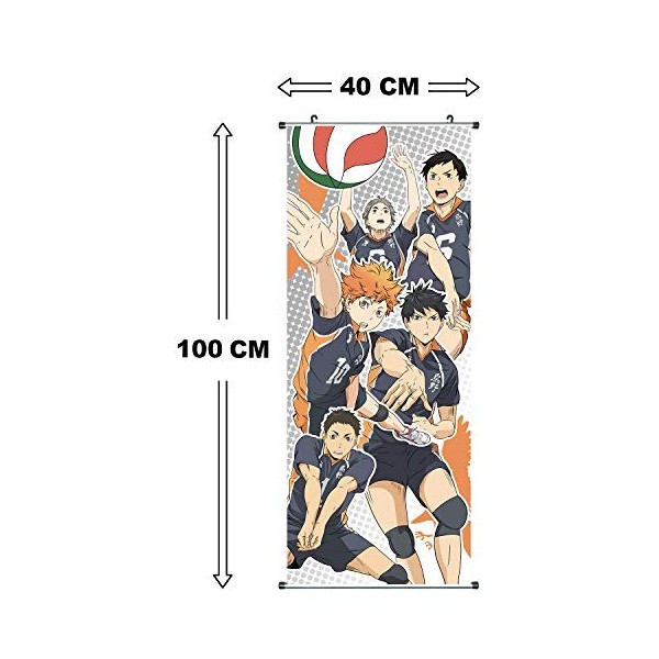 CoolChange Grand Poster en Rouleau | Kakemono de Haikyu !!! Fait de Tissu | 100x40cm | Motif: Equipe de Volley-Ball de Karasu