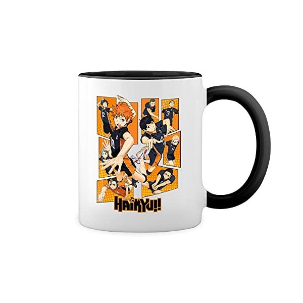 Karasuno High School Team Haikyu Blanc tasse de café avec jante noire et poignée Mug