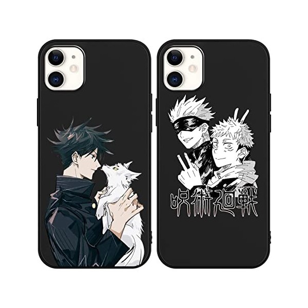 2 Pièces Coque pour Apple iPhone 11 6.1 avec Anime Jujutsu Kaisen Gojo Satoru Itadori Yuji Manga 3D Imprimé Motiv Case Doux