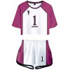 YIMIAO Haikyuu Ensembles Fille Femme T-Shirt Shorts Set Anime Karasuno Kageyama Vêtement de Sport Manches Courtes Tee et Shor