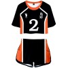 YIMIAO Haikyuu Ensembles Fille Femme T-Shirt Shorts Set Anime Karasuno Kageyama Vêtement de Sport Manches Courtes Tee et Shor