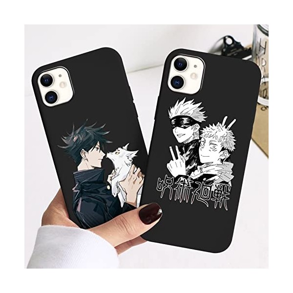 2 Pièces Coque pour Apple iPhone 11 6.1 avec Anime Jujutsu Kaisen Gojo Satoru Itadori Yuji Manga 3D Imprimé Motiv Case Doux