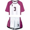 YIMIAO Haikyuu Ensembles Fille Femme T-Shirt Shorts Set Anime Karasuno Kageyama Vêtement de Sport Manches Courtes Tee et Shor
