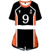 YIMIAO Haikyuu Ensembles Fille Femme T-Shirt Shorts Set Anime Karasuno Kageyama Vêtement de Sport Manches Courtes Tee et Shor
