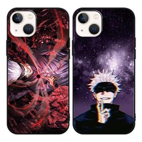2 Pièces Coque pour iPhone 13/iPhone 14 6.1 avec Anime Jujutsu Kaisen Gojo Satoru Itadori Yuji Manga 3D Imprimé Motiv Case 
