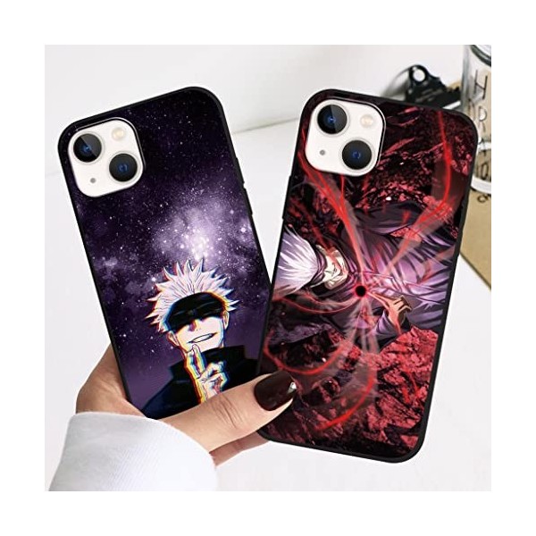 2 Pièces Coque pour iPhone 13/iPhone 14 6.1 avec Anime Jujutsu Kaisen Gojo Satoru Itadori Yuji Manga 3D Imprimé Motiv Case 