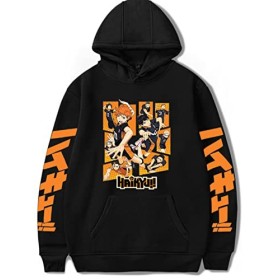 YIMIAO Fille Femme Haikyuu Sweats à Capuche Unisexe Volleyball Junior Hoodie Novelty Imprimer Pull Sweat À Manches Longues Ho