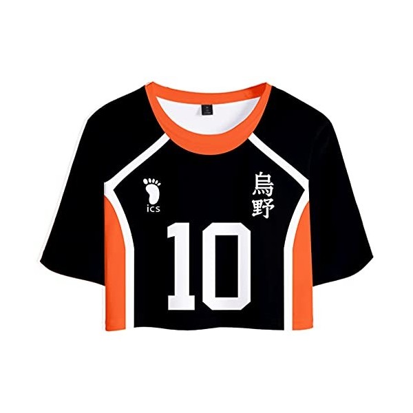 YIMIAO Haikyuu Ensembles Fille Femme T-Shirt Shorts Set Anime Karasuno Kageyama Vêtement de Sport Manches Courtes Tee et Shor