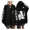 zhedu Jujutsu Kaisen Sweat À Capuche Zippé Imprimé Anime Harajuku Veste À Manches Longues Hip Hop Streetwear Zip Up Manteau S