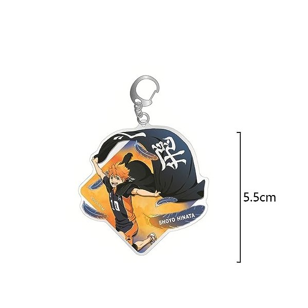 Lot de 10 porte-clés Haikyuu en acrylique avec figurine de dessin animé Haikyuu - Cadeau pour les fans, 10 pièces, 5.5cm