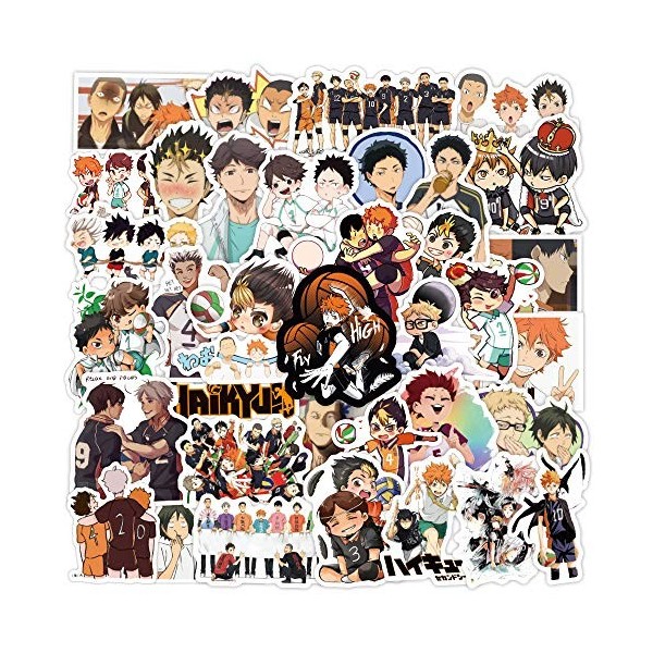 Lot de 100 autocollants Anime Haikyuu en vinyle imperméable pour enfants, adolescents, adultes, bouteilles deau, ordinateur 