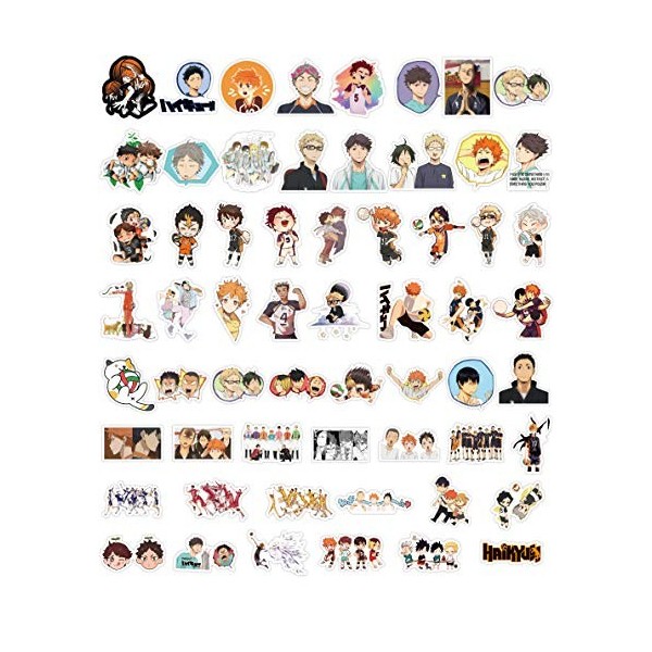 Lot de 100 autocollants Anime Haikyuu en vinyle imperméable pour enfants, adolescents, adultes, bouteilles deau, ordinateur 