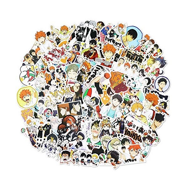WayOuter Autocollants Anime Haikyuu pour Ordinateur Portable 100pièces imperméables pour Bouteille deau, hydroflacon, téléph