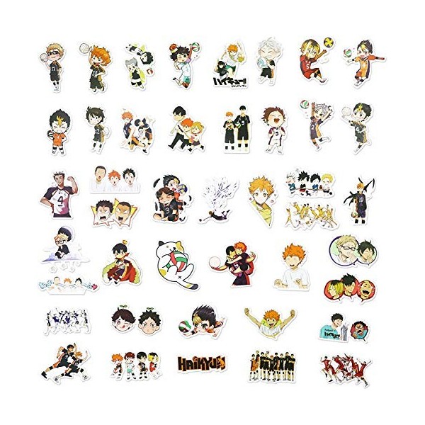WayOuter Autocollants Anime Haikyuu pour Ordinateur Portable 100pièces imperméables pour Bouteille deau, hydroflacon, téléph