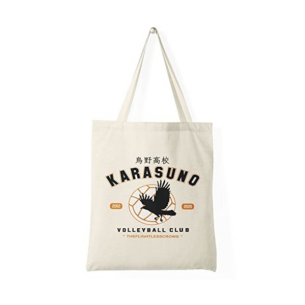Trend Creators Karasuno Team Volleyball Club Haikyu Sac fourre-tout en toile noir