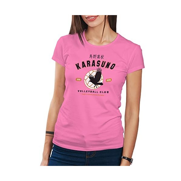 Trend Creators Karasuno Team Volleyball Club Haikyu T-Shirt Gris pour Femmes Size M