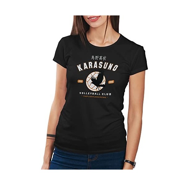 Trend Creators Karasuno Team Volleyball Club Haikyu T-Shirt Gris pour Femmes Size M