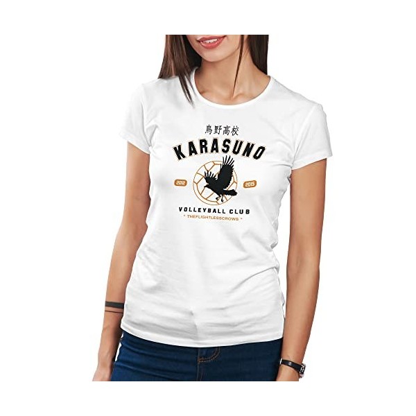 Trend Creators Karasuno Team Volleyball Club Haikyu T-Shirt Gris pour Femmes Size M