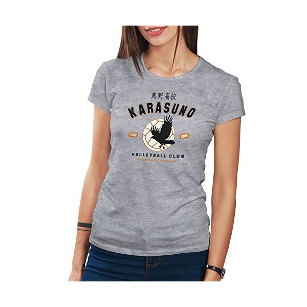Trend Creators Karasuno Team Volleyball Club Haikyu T-Shirt Gris pour Femmes Size M
