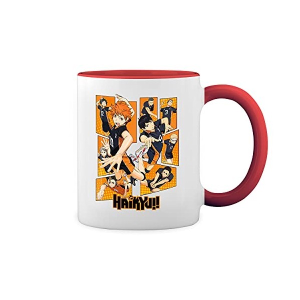 Karasuno High School Team Haikyu Blanc tasse à café avec Red Rim et poignée Mug