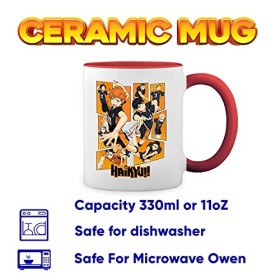 Karasuno High School Team Haikyu Blanc tasse à café avec Red Rim et poignée Mug