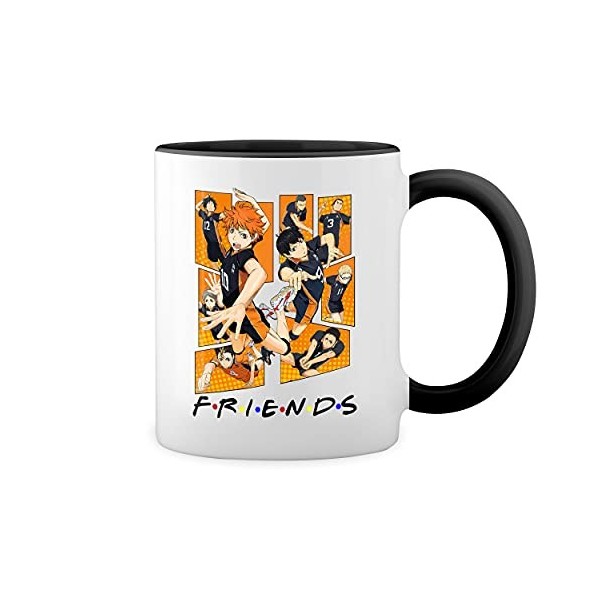 Karasuno High School Friends Inspires Team Haikyu Blanc tasse de café avec jante noire et poignée Mug