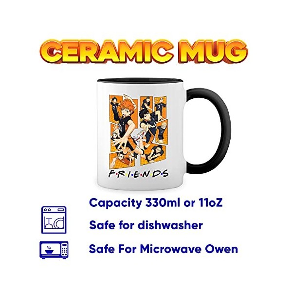 Karasuno High School Friends Inspires Team Haikyu Blanc tasse de café avec jante noire et poignée Mug