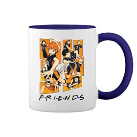 Karasuno High School Friends Inspires Team Haikyu Blanc tasse de café avec le bleu et poignée Rim Mug