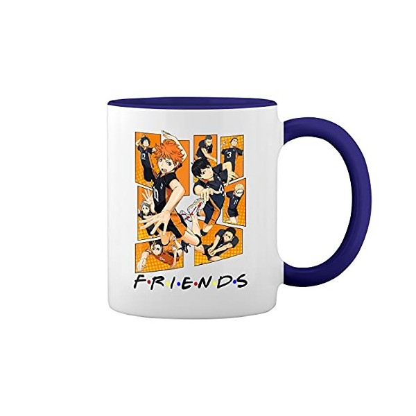 Karasuno High School Friends Inspires Team Haikyu Blanc tasse de café avec le bleu et poignée Rim Mug