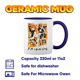 Karasuno High School Friends Inspires Team Haikyu Blanc tasse de café avec le bleu et poignée Rim Mug