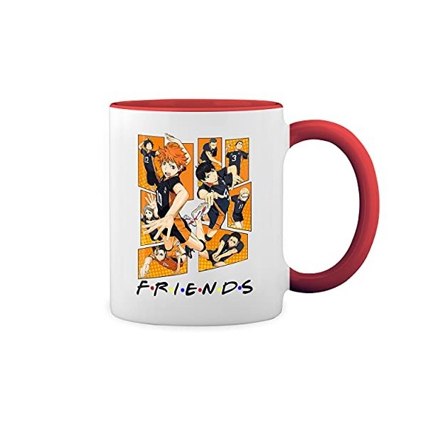 Karasuno High School Friends Inspires Team Haikyu Blanc tasse à café avec Red Rim et poignée Mug