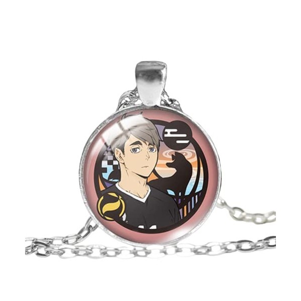 Haikyu ! Collier avec pendentif en verre rond Motif volleyball, 2 ans