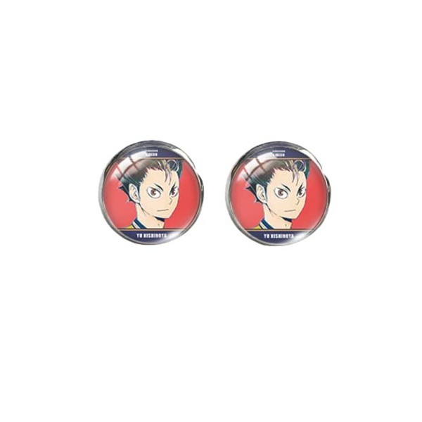 Haikyu Boucles doreilles rondes à tige en forme de dôme en verre faites à la main, nan