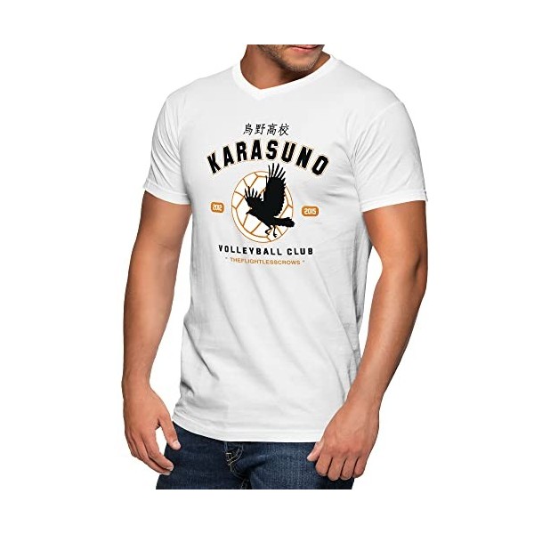 Trend Creators Karasuno Team Volleyball Club Haikyu Gris T-Shirt à col en V pour Homme Size XXL