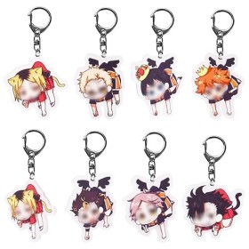 Lot de 8 Volleyball Junior Porte-clés Acrylique Keychains Anime -Haik-yuu- Porte-clés Nouveauté Accessoire double face Hinata