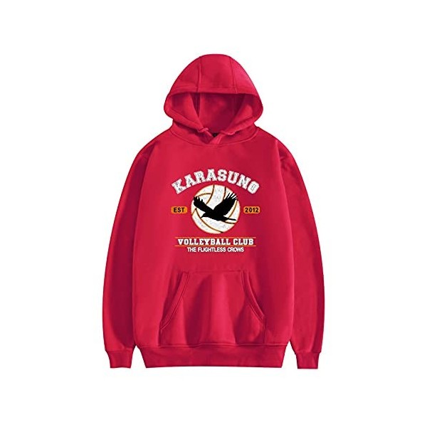 Flyself Hommes Haikyuu Sweats à Capuche Karasuno High School Volleyball Junior Japanese Anime Manches Longues Hoodies Pullove