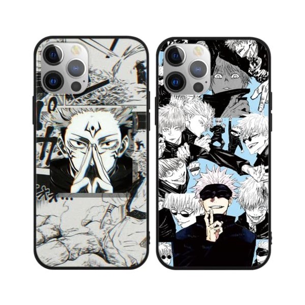 2 Pièces Coque pour iPhone 12 Pro/iPhone 12 6.1 avec Anime Jujutsu Kaisen Gojo Satoru Itadori Yuji Manga 3D Imprimé Motiv C