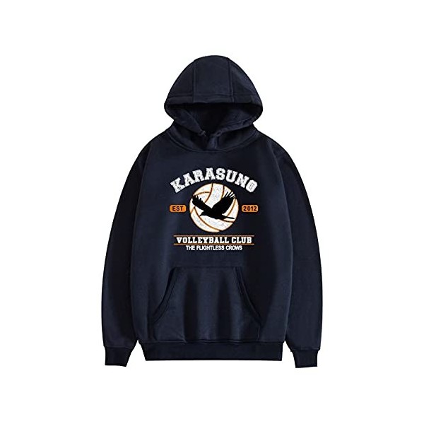 Flyself Hommes Haikyuu Sweats à Capuche Karasuno High School Volleyball Junior Japanese Anime Manches Longues Hoodies Pullove