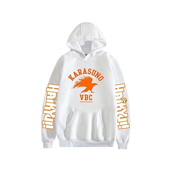 Flyself Hommes Haikyuu Sweats à Capuche Karasuno High School Volleyball Junior Japanese Anime Manches Longues Hoodies Pullove